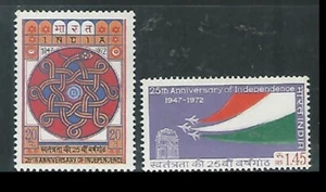 INDIA 1973 SET/2 STAMP ANNIVERSARY OF INDEPENDENCE , FLAGS , PLANES .MNH - Picture 1 of 1