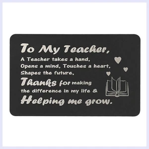 Anodize Aluminio Best Teacher Metal Grabado Personalizado Billetera Inserto Tarjeta Memorial - Imagen 1 de 17