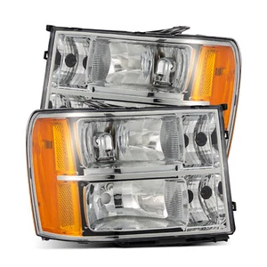 Headlights For 2007-2013 GMC Sierra 1500 2500HD 3500HD Chrome Replacement Pair - Bild 1 von 9