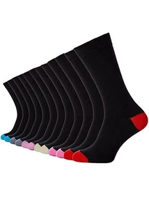 12 pares de calcetines para hombre ricos en algodón color negro tacón y punta tallas 6-11 - Imagen 1 de 1