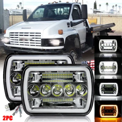 Faro LED 5X7" 7X6" Halo de haz sellado alto para GMC C4500 C5500 C6500 Topkick Foto 1 de 4
