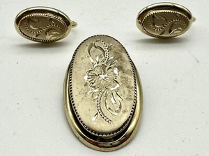 Vintage TK Tru Kay 12kt G.F. Pendant/Brooch & Screw Back Earrings - Picture 1 of 9