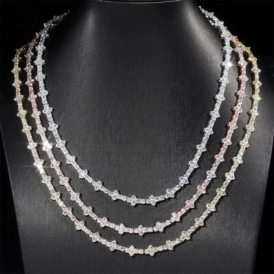 Collar de tenis de cadena de moissanita VVS1 de 3 mm pulsera de plata 925 para hombre PASS TESTER Foto 1 de 4