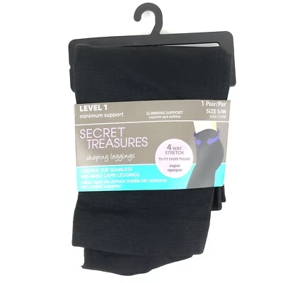 Leggings capri Secret Treasures cintura media talla S/M control soporte superior negros nuevos con etiquetas Foto 1 de 4