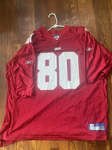 REEBOK 2XL NFL NEW YORK GIANTS SHOCKEY RED JERSEY *Shoulder Numbers Cracking* Cover