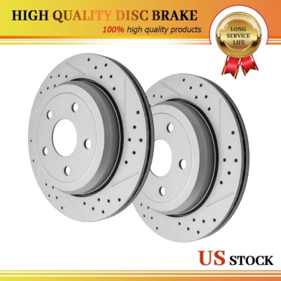 Par de 2 rotores de freno ranurados perforados traseros para Jeep Grand Cherokee Dodge Durango Foto 1 de 4