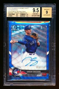 2018 BOWMAN CHROME JORDAN GROSHANS RC BLUE WAVE REFRACTOR AUTO /150 BGS 9.5 QUAD