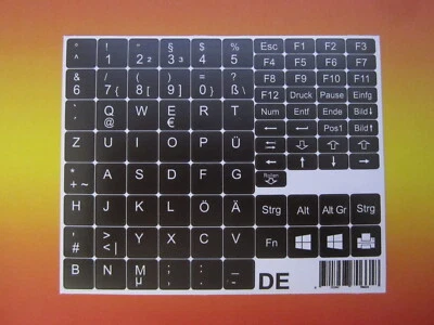 Tastaturaufkleber für Notebook Deutsch schwarz 11,5mm x 11,5mm QWERTZ - Bild 1 von 4