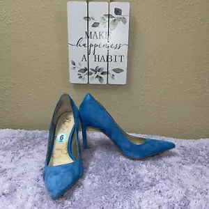 Sam Edelman Stiletto Pumps Heels DEA Sapphire Malibu Blue Suede Shoes Size 6M - Picture 1 of 12