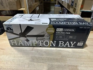 Hampton Bay 52” Corwin Indoor/Outdoor LED Matte Black Ceiling Fan - Picture 1 of 6