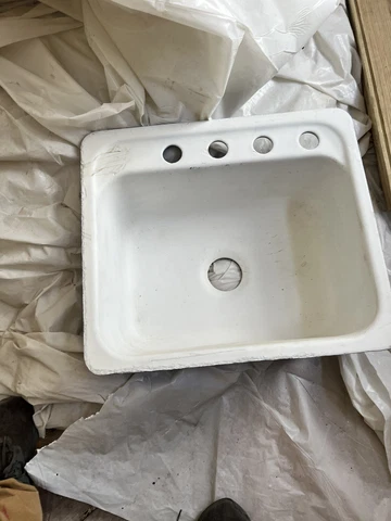 Old Cast Iron White Porcelain Sink  Restoration Project Kitchen Farm House Cover