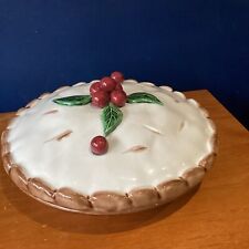 Made in Portugal Pie Plate with Holly and Berries Missing Leaf As Found 30cm D