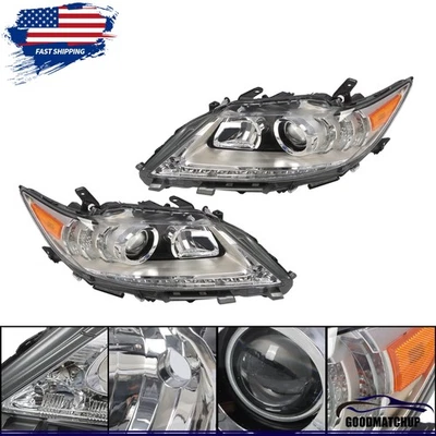 Headlights For 2013 2014 2015 Lexus ES350 ES300h  NOT HID Halogen Chrome Pairs - Image 1 of 4