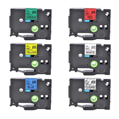 Compatible with Brother TZ Label Tape P-Touch Clear White Red Blue Yellow Green - Image 1 of 4