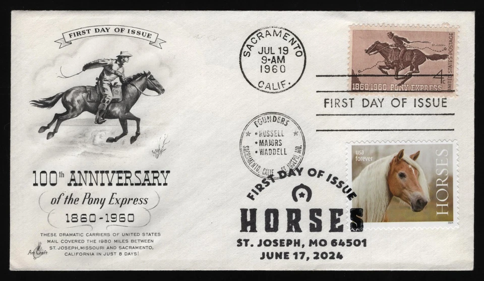 #1154 4c Pony Express-Dual Cancel, Art Craft [1] FDC *ANY 5=FREE SHIPPING** - Image 1 of 1