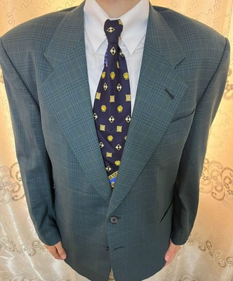 Blazer clásico a cuadros vintage Guy Laroche hecho a mano todo estambre 46R Foto 1 de 4