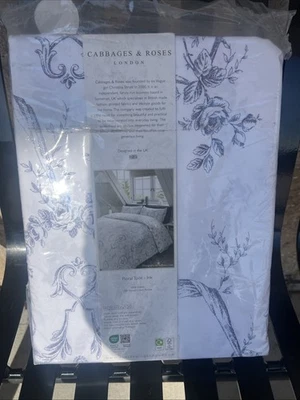 Cabbages & Roses KING Duvet  set Floral Toile-INK shams NEW - Image 1 of 4