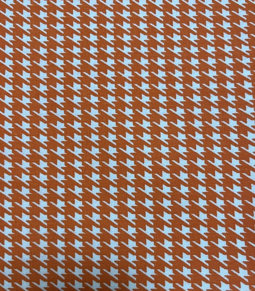 Tela 100% algodón 1/2 yarda con patrón pata de gallo naranja y blanco Foto 1 de 1