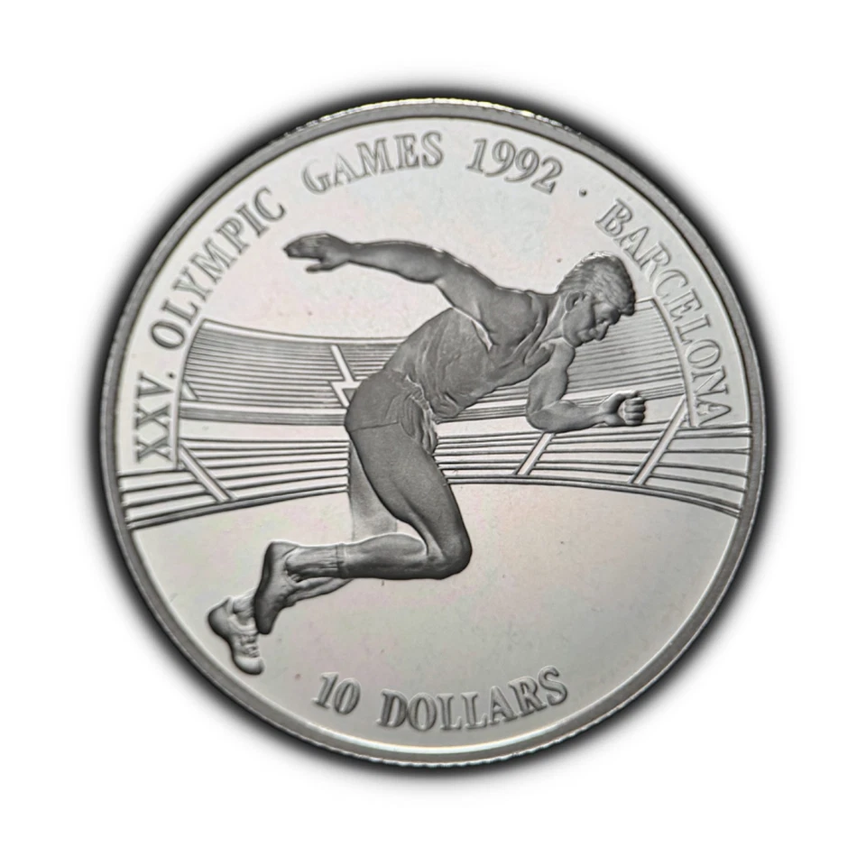 COOK ISLANDS. 1990, 10 Dollars, Silver - Barcelona Summer Olympics, Track Field - Image 1 of 3