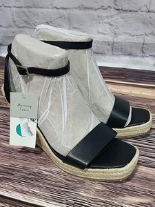 Sandali neri con zeppa e cinturino 4" taglia 8 di un nuovo giorno - Foto 1 di 9