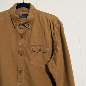 GAP Herren LARGE Langarm Knopfleiste Einfarbig Flanell Hemd Braun 100% Baumwolle - Bild 1 von 5