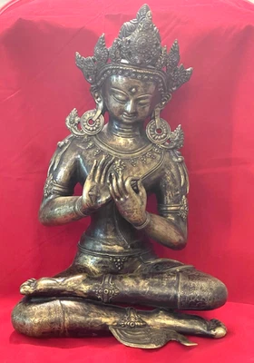 Heavily Ornamented Late 18th or Early 19th Century Large Gilt Tibetan Tara - Image 1 of 4