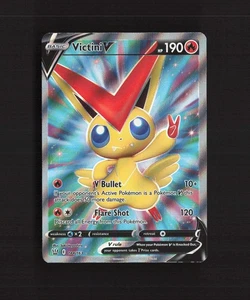 Tarjeta Pokémon holográfica ultra rara arte completo estilos de batalla Victini V 144/163 LP - Imagen 1 de 10