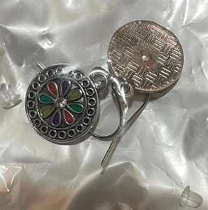 Ohrhänger Blume Silberfarben Brutalist Mid Century Modernist Bohemian Neu - Bild 1 von 4