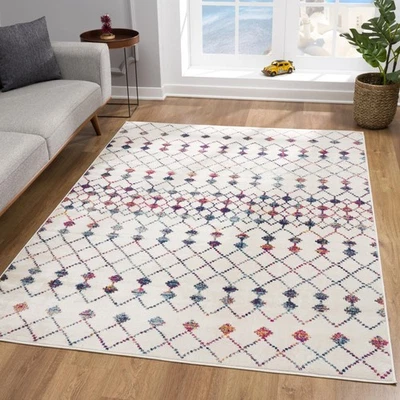 Savannah 5' x 8' (5'3" X 7'7") Boho Indoor Area Rug, Modern, Beige Blue - Liv... - Image 1 of 4