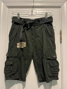 Raw X Boys Belted Cargo Twill Shorts Olive Size 12 - Picture 1 of 2