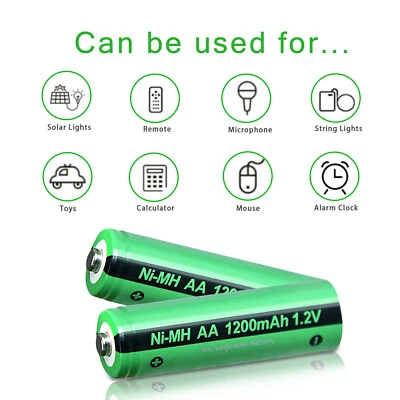 2pcs AA 1.2v 1200mAh Rechargeable NiMH Batteries High Capacity NI-MH Battery - Image 1 of 4