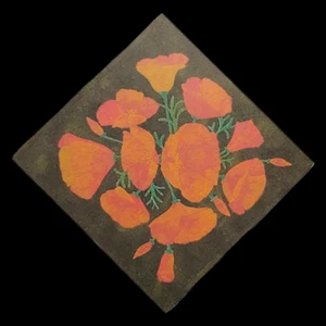 Poppy Flower Applique Quilt Pattern - 18x18 Diamond Medallion Large Print Floral - Picture 1 of 3