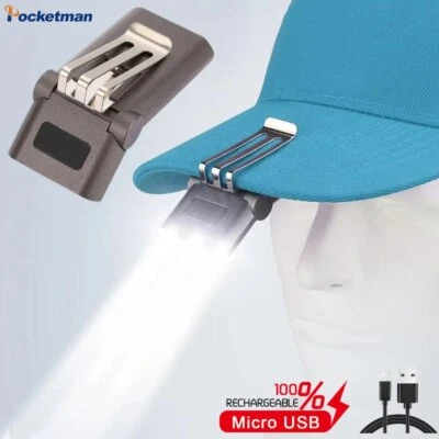 LED Hut Clip Licht USB Wiederaufladbare Helle Scheinwerfer Tragbare Helm Lampe - Bild 1 von 4