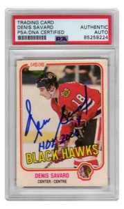 Denis Savard Signed Blackhawks 1981 O-Pee-Chee Rookie #63 w/HOF - (PSA Slabbed) - Picture 1 of 2