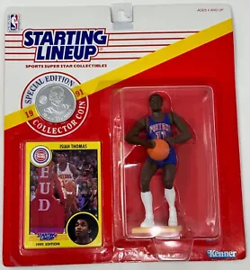 1991 KENNER START LINEUP NBA ISIAH THOMAS DETROIT KOLBEN ALUMINIUM MÜNZE MOC - Bild 1 von 2