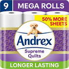 Andrex Supreme Quilts Mega Toilet Roll - 9 Mega Rolls 13.5 Standard Toilet 3-ply