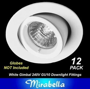 12 x White Gimbal Downlight Fittings 240V GU10 Gimble Frames Adjustable Max 50W - Picture 1 of 4