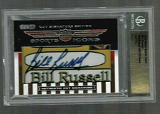 2010 RAZOR SPORTS ICONS BILL RUSSELL AUTO 4/11 NBA GREAT SWEET CARD STRONG AUTO!