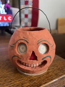 Vintage Hard Paper Mache 1998 Halloween Jack-O-lantern Pumpkin Robertson - Picture 1 of 7