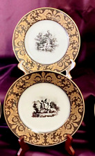 Fitz And Floyd Cherubim II & IV Black/Gold Dessert Plates (Set of 2)