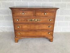L. HITCHCOCK SOLID MAPLE PAINT DECORATED 5 DRAWER DRESSER