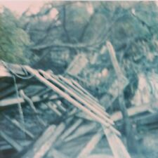 Vintage Polaroid Photo Blurry Wood Structure Ladder Odd Angle Found Art Snapshot