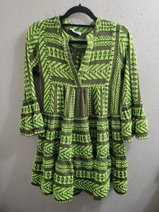 Devotion Twins x Anthropologie grün braun Ella Kleid Gr. XS strukturiert adrett ** - Bild 1 von 8
