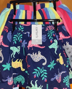 CARTERS GIRLS 2 PIECE SKORT / SHORTS SET (DINO / STRIPE, 3T) NWT - Picture 1 of 2