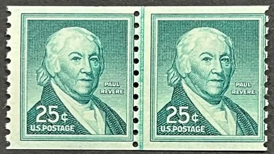 United States, #1059Ab, Paul Revere, Tagged, Shiny Gum, Coil, Joint Line Pr, MNH - Image 1 of 2