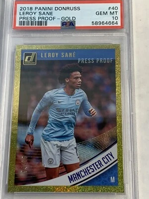 LEROY SANE 2018 Panini Donruss #40 Press Proof Gold PSA 10 GEM MINT Pop 1 🔥 - Image 1 of 2
