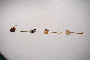Agate Polished Stone Tie Tack Gold Tone Vintage Strand Lot 4 Stone Rock - Picture 1 of 9