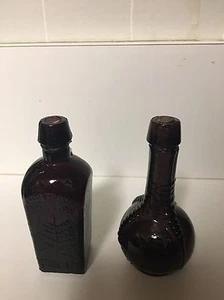 Vintage Ball & Claw Bitters 3" and Straub Huller Elixer Mini Purple Bottles  - Picture 1 of 8