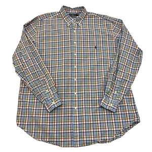 Ralph Lauren Shirt Plaid Blue Mens 2XL Classic Fit Long Sleeve 100% Cotton - Picture 1 of 13
