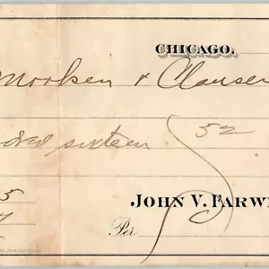 Factura con membrete cheque recibo de tienda John V. Farwell de Chicago de la década de 1890 Sherwood R1 - Imagen 1 de 3